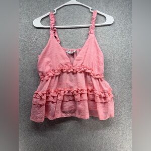 HYFVE Pink Ruffled Camisole Top